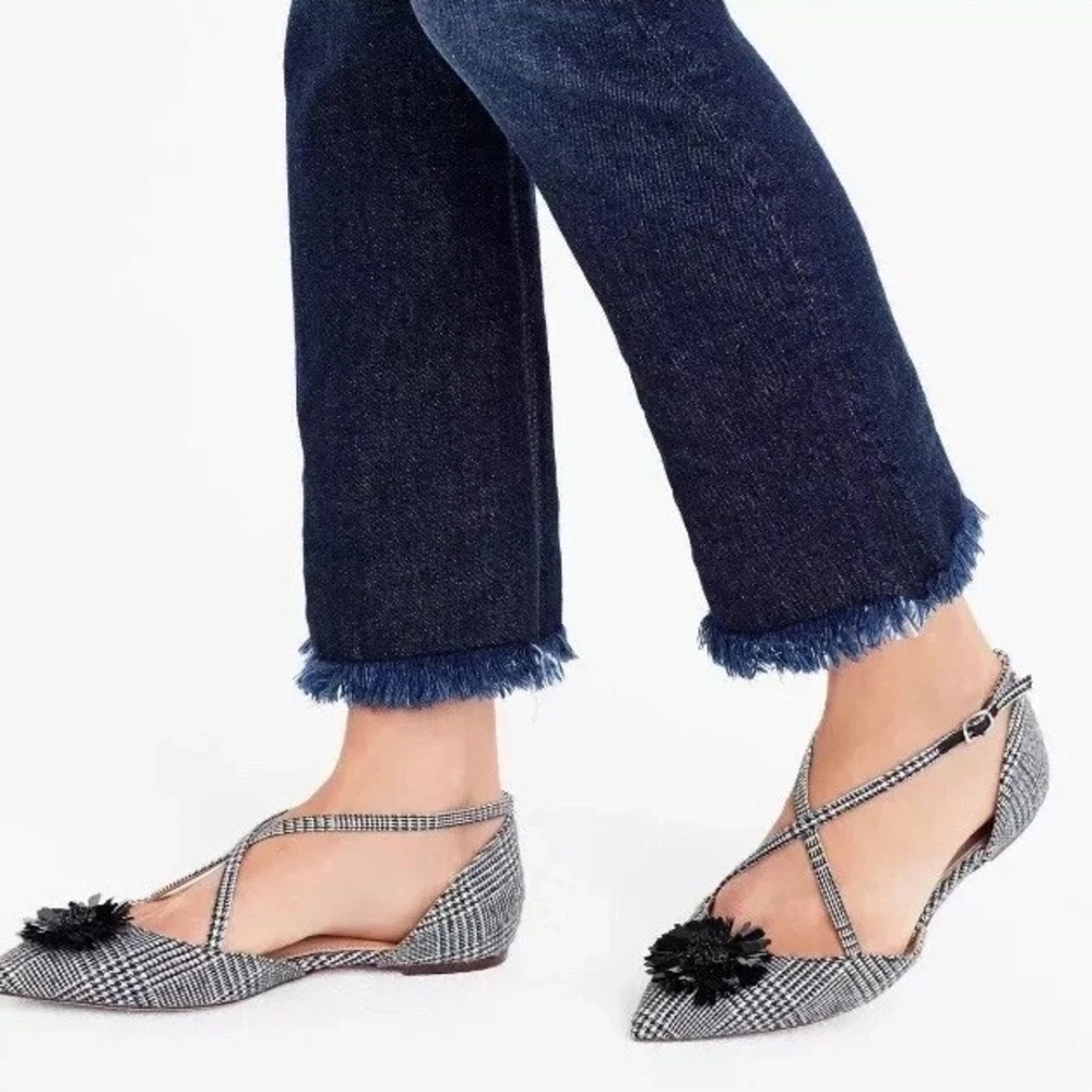 Women's J.Crew Sadie Cross Strap Pointy Toe Flat, Size 9